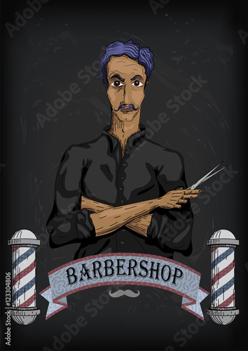 Man male human hairdresser barber, coiffeur, haircutter in black