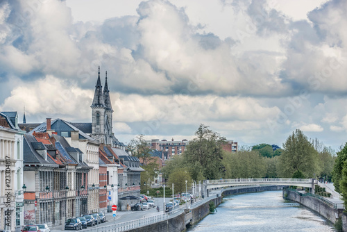Escaut River passing through Tournai in Belgium.