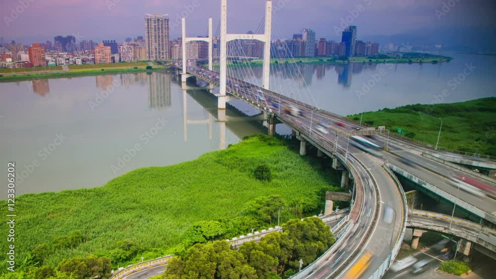 Time Lapse - Traffic View of a Bridge inTaipei, Taiwan Time Lapse - Traffic View of a Bridge inTaipei, Taiwan