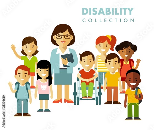 Disability school children friendship concept