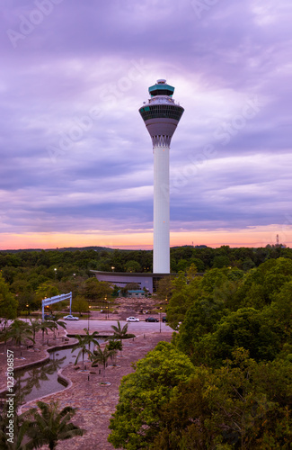 Photography Flight control tower in Airport at Kuala Lumpur (Malaysia)