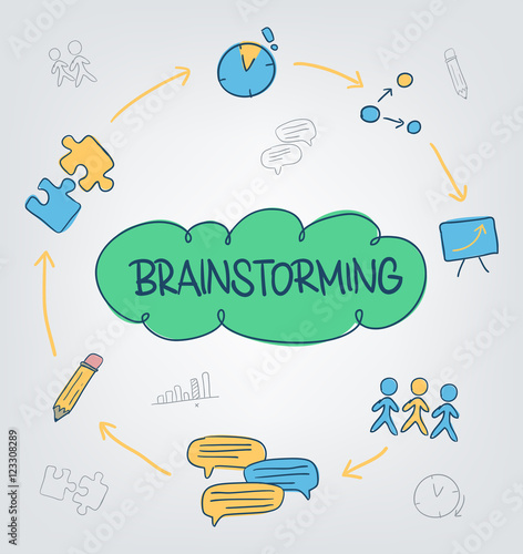 Digitally generated scheme of brainstorming.