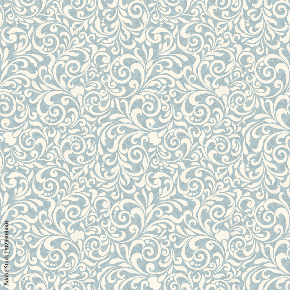 Fototapeta premium Seamless background of blue color in the style of baroque