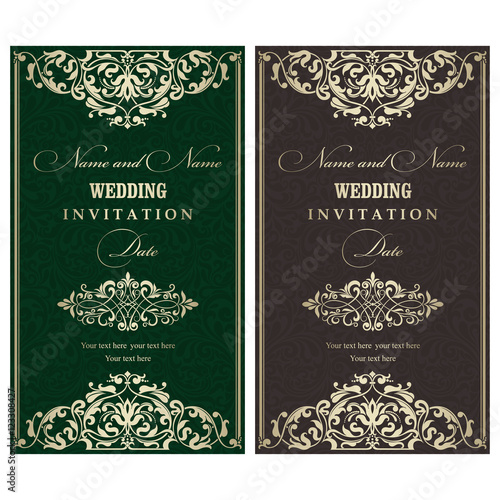 Set of 2 Wedding Invitation card Baroque