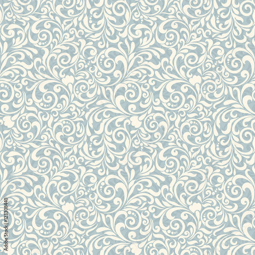 Seamless background of blue color in the style of baroque