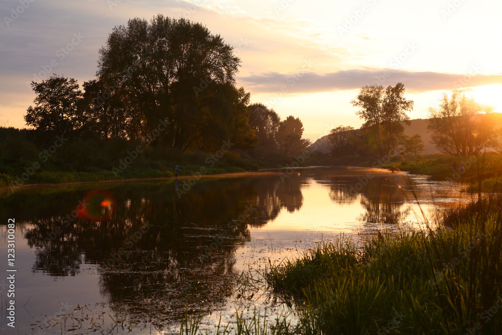 sunset on the river sunset on the river