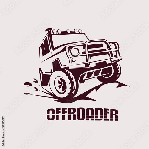 offroad suv car monochrome template for labels, emblems, badges photo