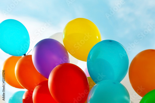 Colorful birthday balloons, closeup