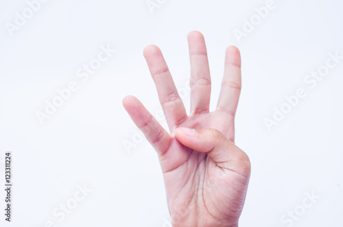 four finger sign,hand sign concept