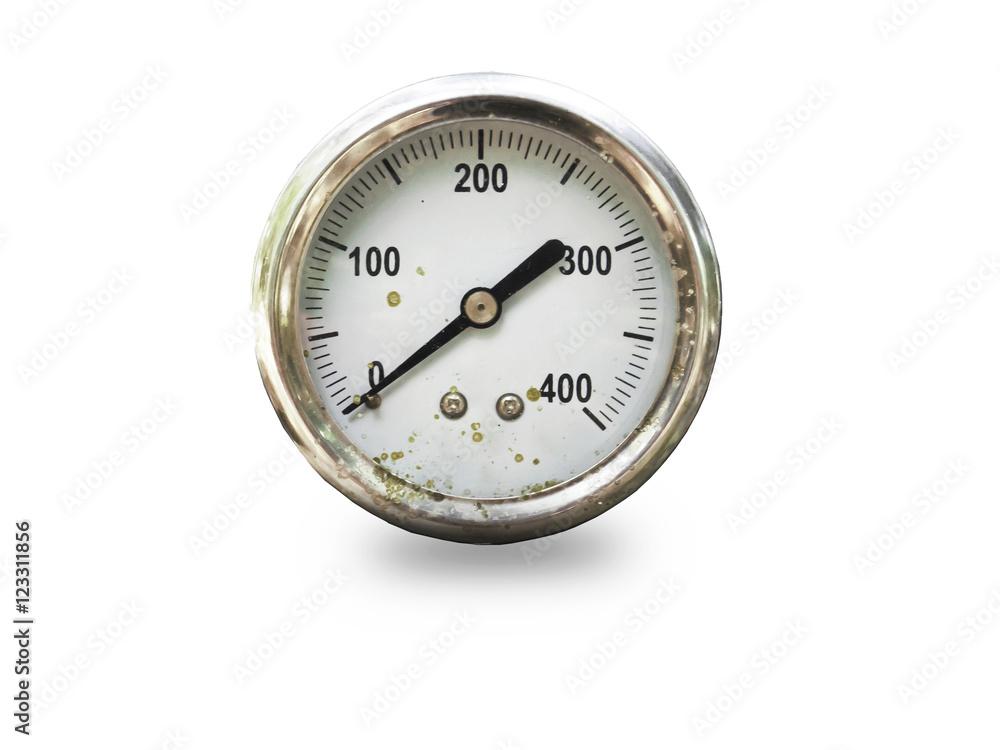Pressure gauge in air isolated on white background, Pressure gauge in air isolated on white background,