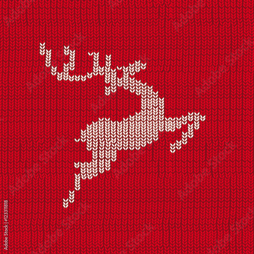 Red Knit Background Reindeer