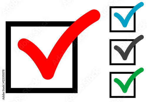 Icono plano casilla verificacion varios colores