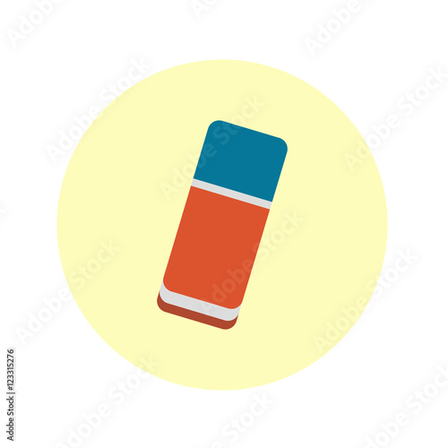 Icono plano goma de borrar en circulo amarillo