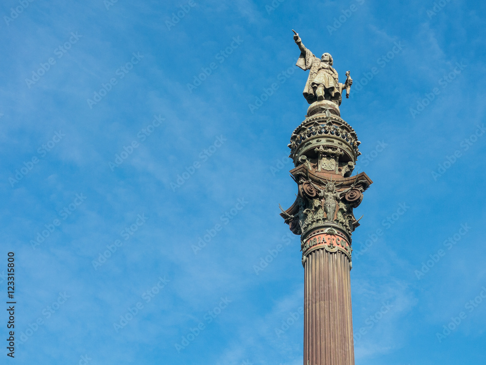 Christopher Columbus Statue in Barcelona, Spain.