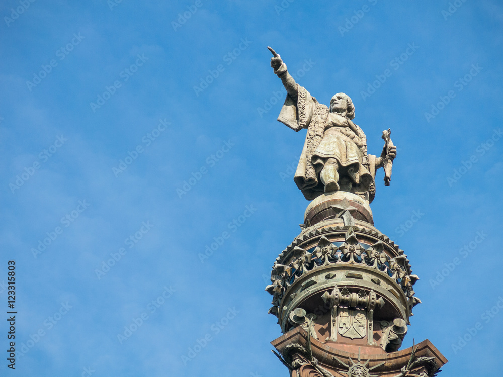 Christopher Columbus Statue in Barcelona, Spain.