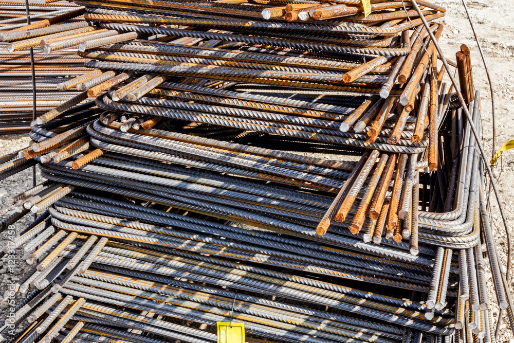 Bent and bundled for construction. Selected according to shape a Bent and bundled for construction. Selected according to shape a