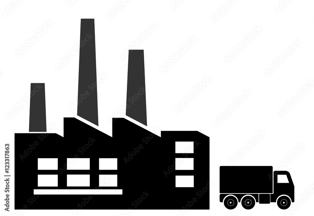 Camion et une usine