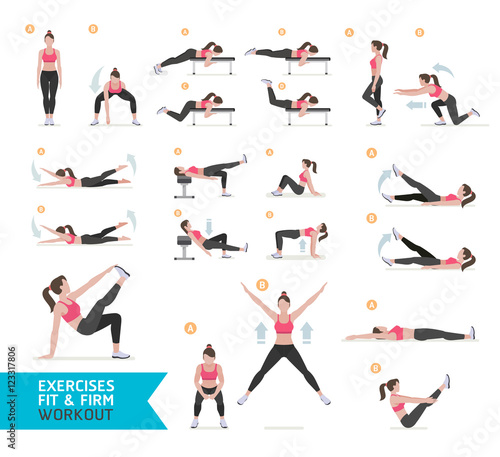Woman workout fitness, aerobic and exercises. Vector Illustratio