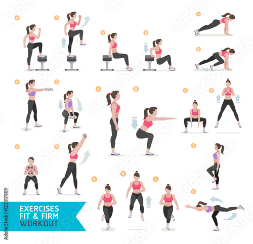 Woman workout fitness  aerobic and exercises.