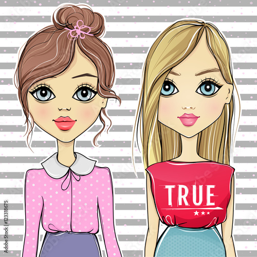 Cute vector girls.