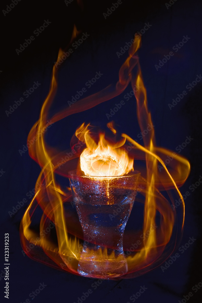 Abstract fire texture. Motion flame. Hot drink.