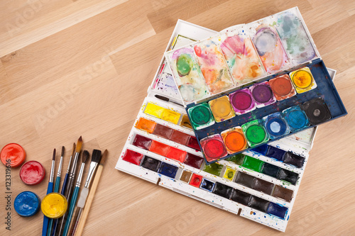 Creative Background made of art tools for drawing