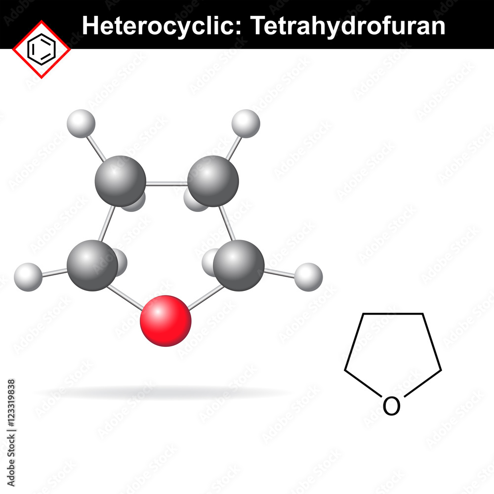 Tetrahydrofuran chemical molecule Tetrahydrofuran chemical molecule