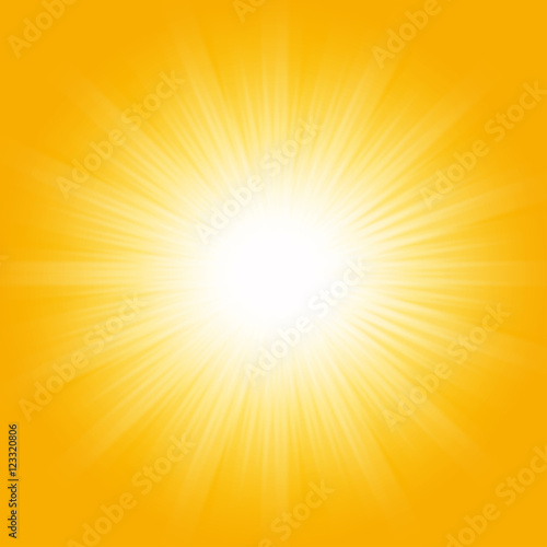 Bright sunbeams, shiny summer background with vibrant yellow & orange colors.