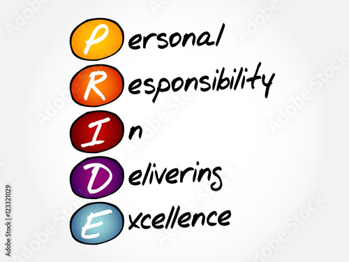 PRIDE - Personal Responsibility In Delivering Excellence, acronym concept