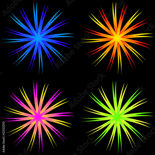 Fototapeta Naklejka Na Ścianę i Meble -  Pattern for design of cards. Four flower on dahlia and chrysanthemum.
