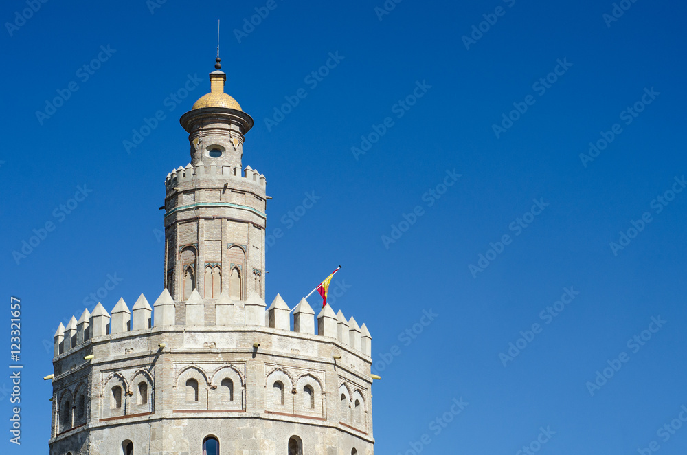 Golden tower is a famous landmark of Sevilla City, Spain