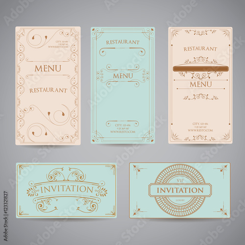 Set Of Vintage Luxury Greeting Restaurant Menu Design Template