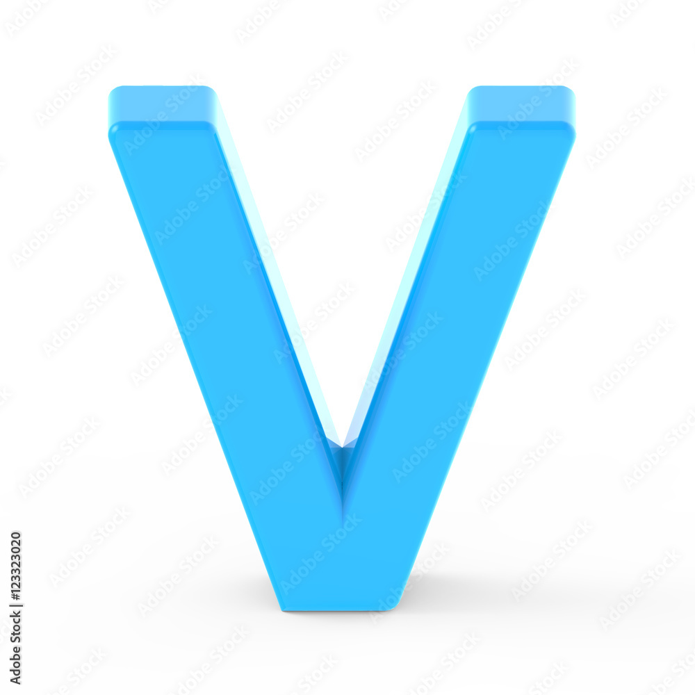 light blue letter V