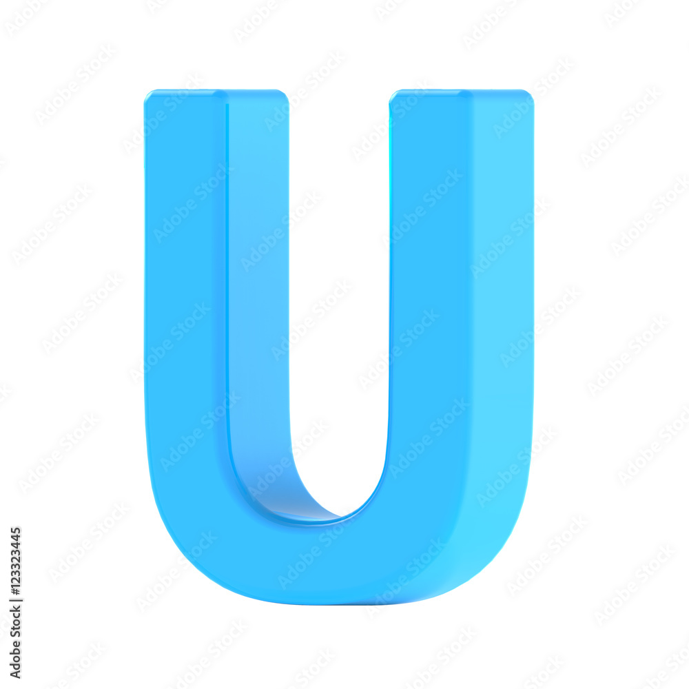 light blue letter U light blue letter U