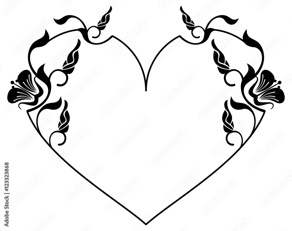 Heart-shaped silhouette frame Stock Vector | Adobe Stock