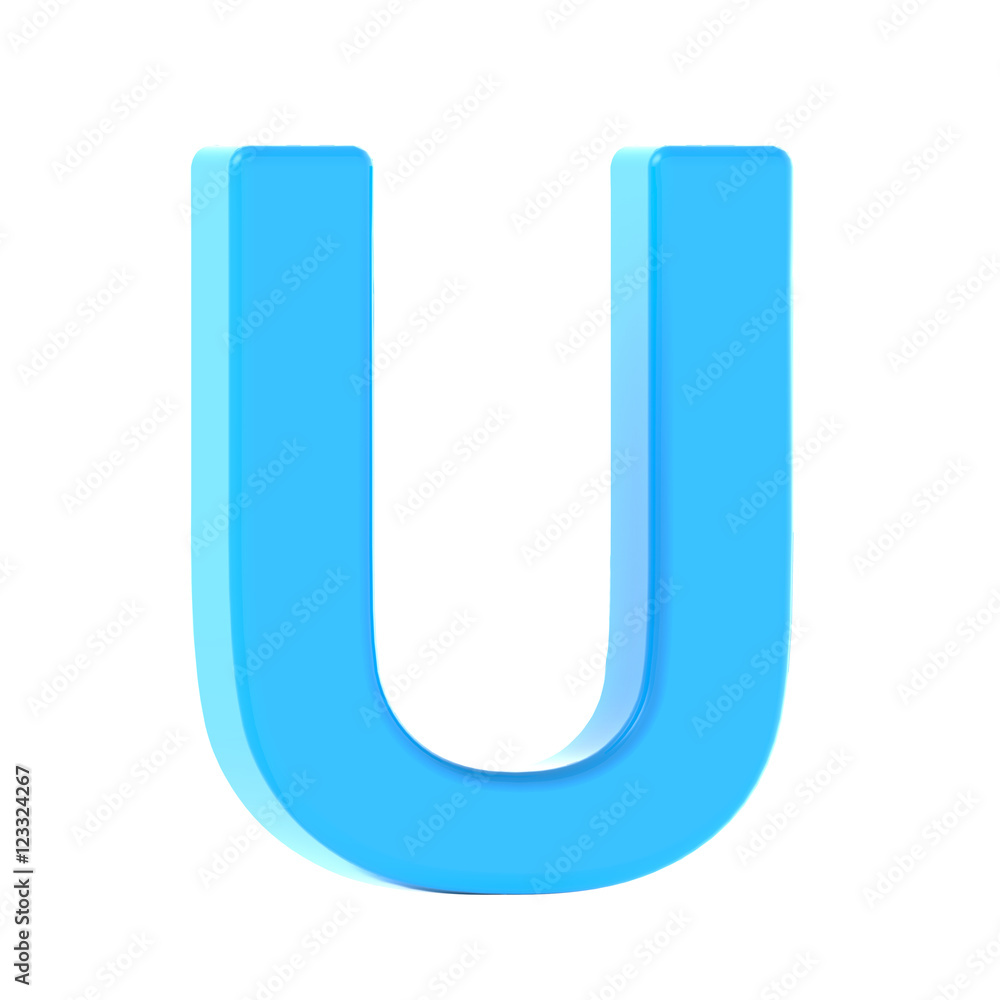 light blue letter U light blue letter U