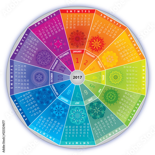 Calendrier 2017 avec Mandalas - Couleurs Arc-en-Ciel photo