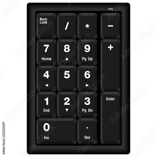 Computer numeric keyboard isolated on white background.