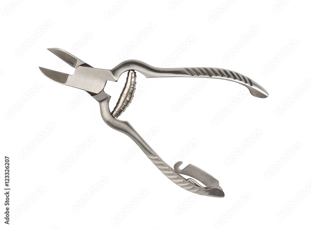 Metal pedicure nipper, isolated on a white background Metal pedicure nipper, isolated on a white background