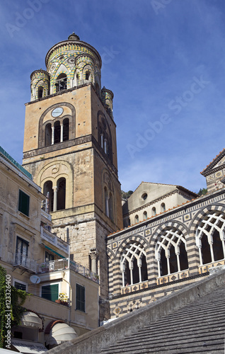 Amalfi Cathedral, the front facade: striped marble and stone
