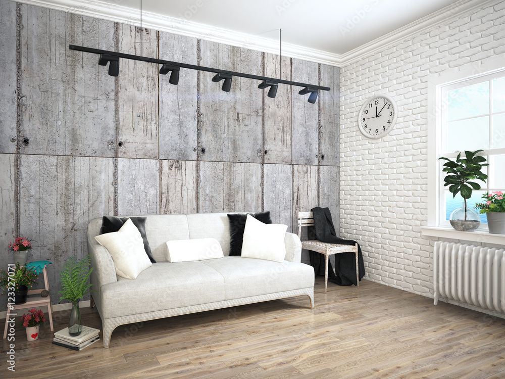 Fototapeta premium Modern bright interior . 3D rendering