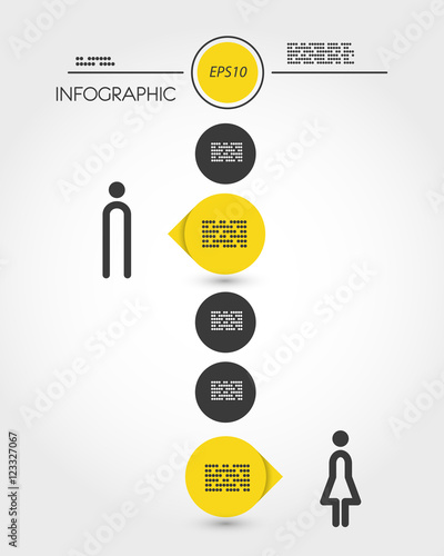 yellow infographic timeline with people and rings