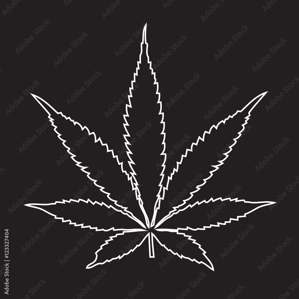 Obraz premium Marijuana leaf outline, weed vector illustration icon