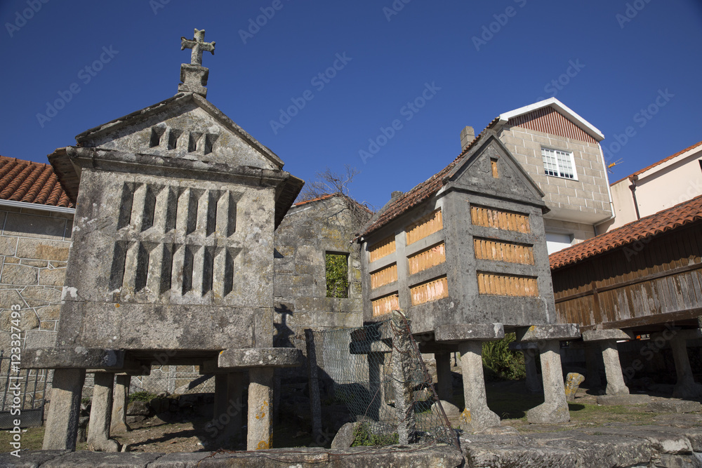 Horreo a traditional construction to keep harvested grain in northern Spain Galicia and Asturias