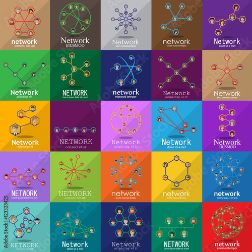 People Network Icons Set - Isolated On Mosaic Background - Vector Illustration, Graphic Design. For Web,Websites,App, Print,Presentation Templates,Mobile Applications And Promotional Materials