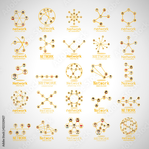 People Network Icons Set - Isolated On Gray Background - Vector Illustration, Graphic Design. For Web,Websites,App, Print,Presentation Templates,Mobile Applications And Promotional Materials