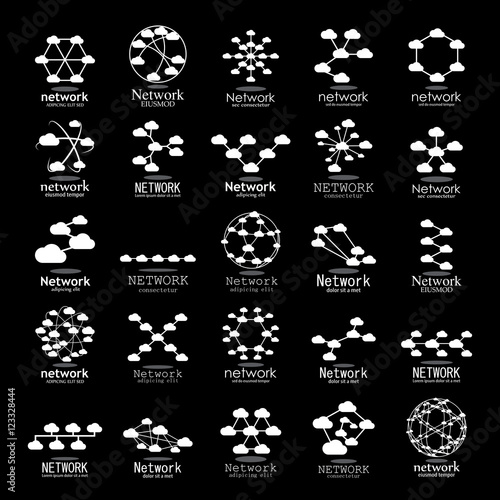 Cloud Network Icons Set - Isolated On Black Background - Vector Illustration, Graphic Design. For Web,Websites,App, Print,Presentation Templates,Mobile Applications And Promotional Materials