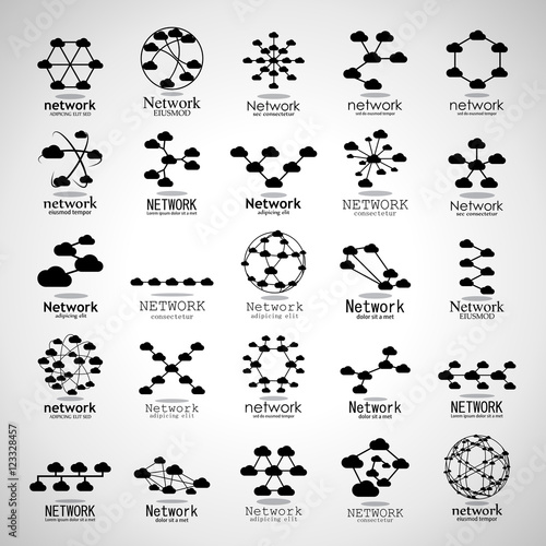 Network Icons Set - Isolated On Gray Background - Vector Illustration, Graphic Design. For Web,Websites,App, Print,Presentation Templates,Mobile Applications And Promotional Materials