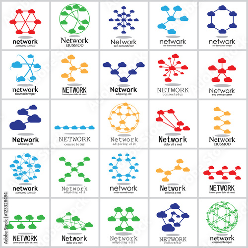 Network Icons Set - Isolated On Gray Background - Vector Illustration, Graphic Design. For Web,Websites,App, Print,Presentation Templates,Mobile Applications And Promotional Materials