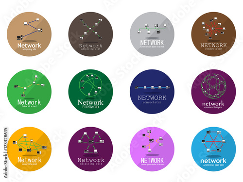 Computer Network Icons Set - Isolated On Gray Background - Vector Illustration, Graphic Design. For Web,Websites,App, Print,Presentation Templates,Mobile Applications And Promotional Materials